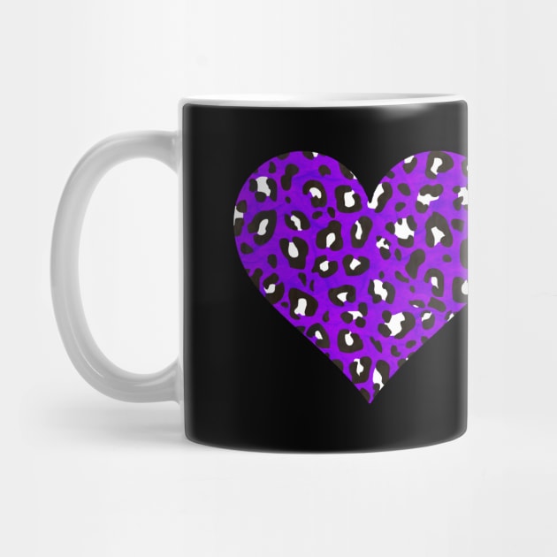 Purple, Black and White Leopard Print Heart by bumblefuzzies